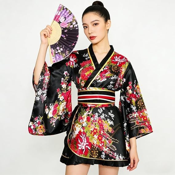 Geisha Costume for Women,Japanese Kimono with Fox Mask & Accessories,Anime Cosplay Halloween Costumes,S - Image 6