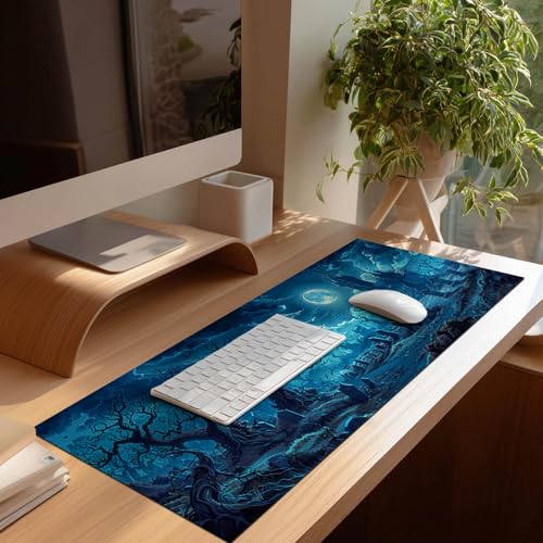Tapis de protection pour clavier style art nocturne setup gaming XL