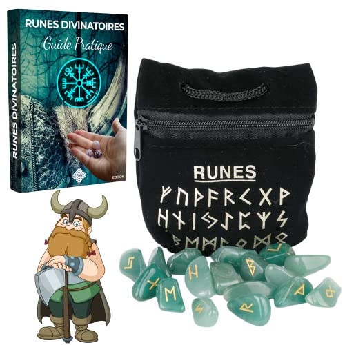 Majestic´s Runas Celtas Vikingas Aventurina Verde, Juego de 25