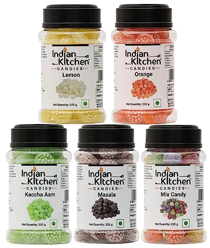 Image of Indian Kitchen Combo of Orange, Lemon, Masala, Kaccha Aam and Mix Candy 225g (Pack of 5)