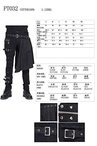 Devil Fashion Men Trouers With Kilt Holes Gothic Detachable Slim Casual Pants (Xxl) Black #TOP6