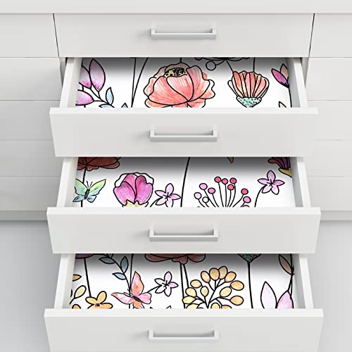 20 Sheets Drawer Liners For Dresser Linen Scented Non Adhesive Paper Fragrant Liners For Bathroom Kitchen Cabinet Shelf Closet, 14 X 19.5 Inches(Flower) #TOP4