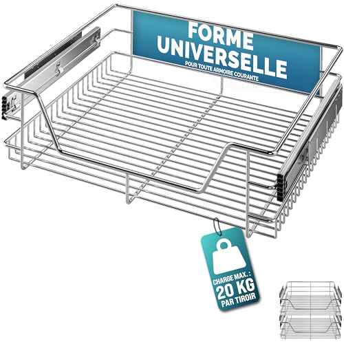 Casaria® 2x Tiroir télescopique de rangement 60 cm pour armoire cuisine tiroir de cuisine métal tiroir coulissant