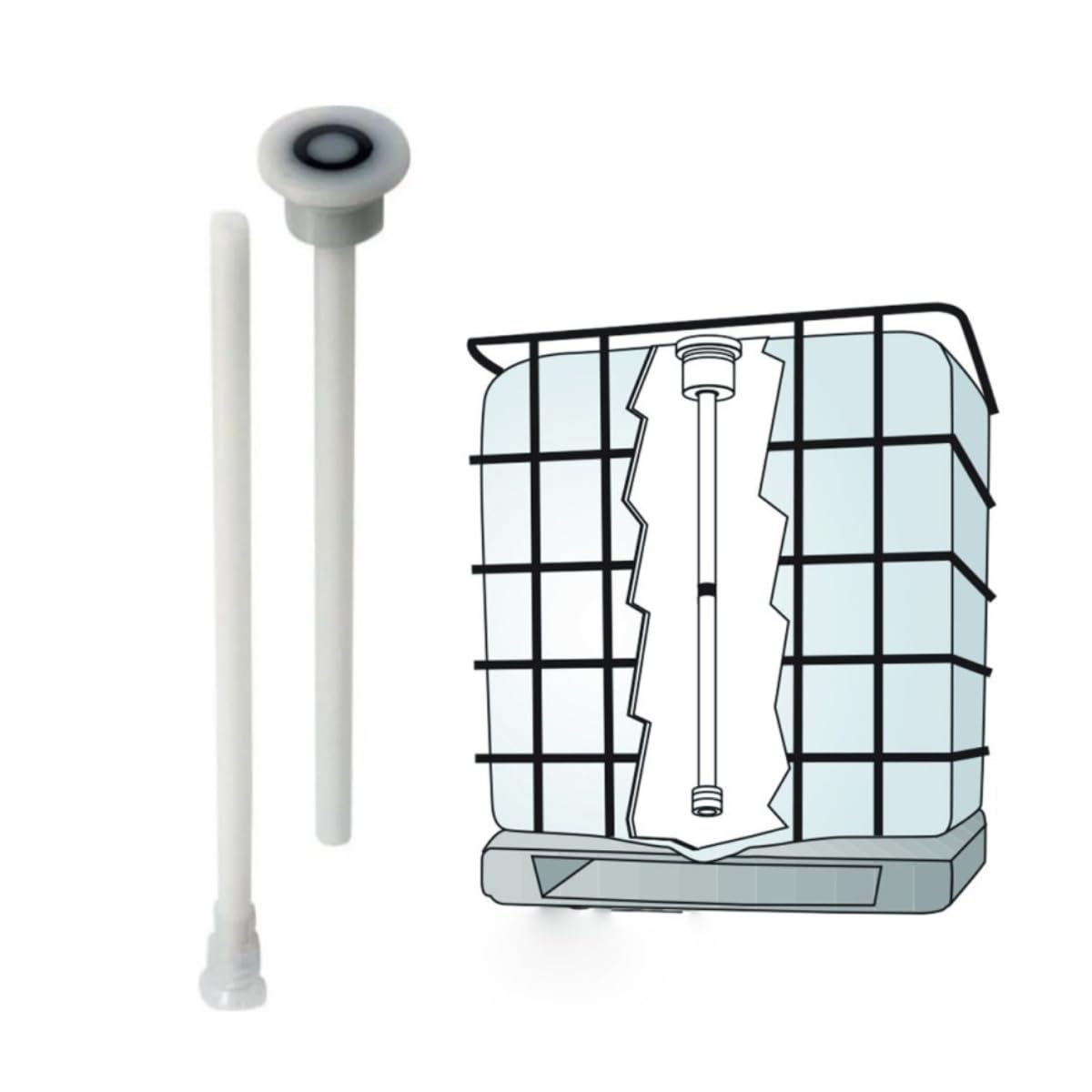 PIUSI Tubo de Inmersión Rígido de Plástico para Cubos/IBC, Diámetro 20 mm, Conexión 56x4 BUTT | F15606000
