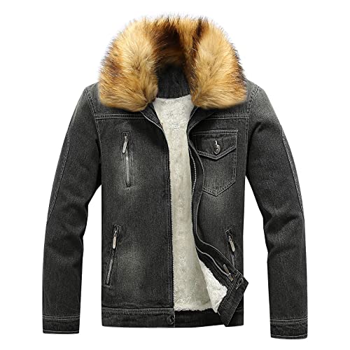 Manteau d'hiver homme en denim et velours épais veste chaude zippée