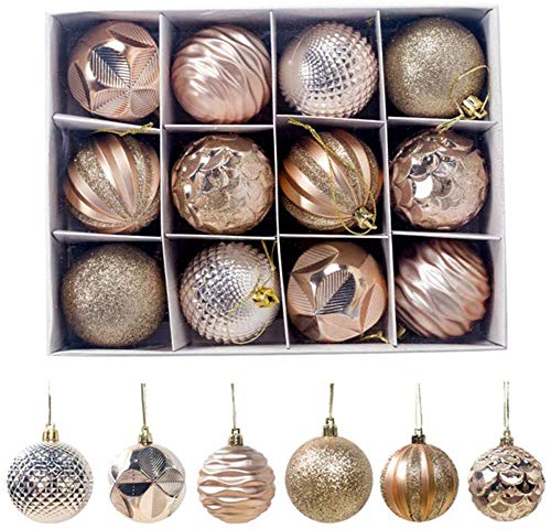 Richaa 12PCS Bolas de Navidad, 6 cm Bolas de árbol de Navidad Bola de árbol de Navidad Decoración Colgante para el hogar Bola para árbol de Navidad Adornos Decorativos