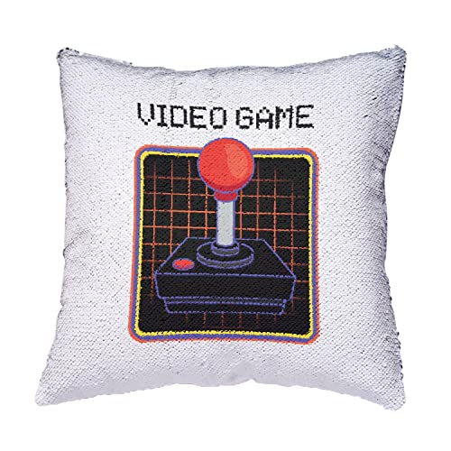 Coussin Sequin Noir Joystick Synthwave Soulage le Dos Déco Gaming - 4