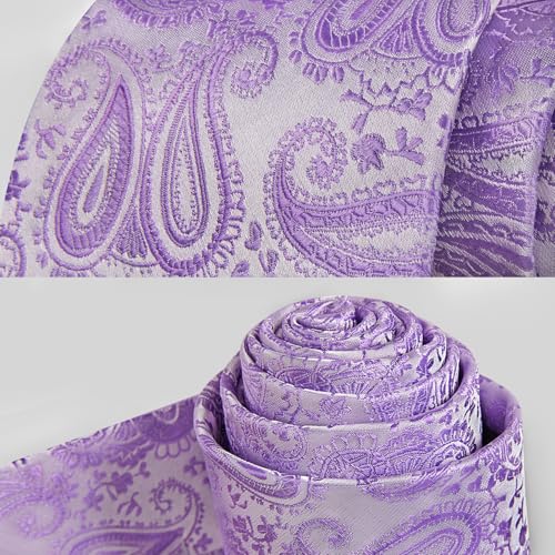 Image of HISDERN Ties for Men Paisley Floral Mens Ties and Pocket Square Cufflinks Set Classic Business Necktie Handkerchief