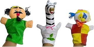 عروسة يد بشخصيات متنوعة من القطيفة الناعمة التفاعلية لسرد القصص ولعب الأدوار ومتعة التعلم المبكر، (جحا والحمار والمهرج)