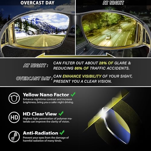 Image of URUMQI Night Vision Driving Glasses Fit Over Eyeglasses for Men Women