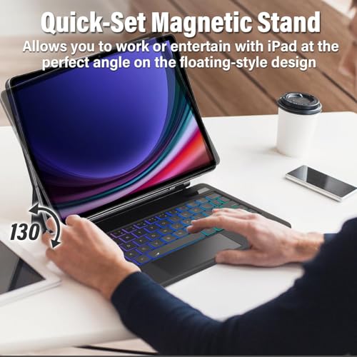 Image of Touchpad Magic Keyboard Case for Samsung Galaxy Tab S9 FE 5G 10.9'', S9 /S8 /S7 11 Inch,Rainbow Backlit Magic Floating Cantilever Stand with Multi-Touch Trackpad (Magical, S9 11 inch)