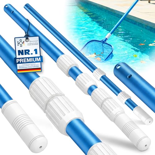 KESSER Pool Teleskopstange Aluminium Poolstange | Stange zur Poolreinigung 3-teilig | einstellbar von 1 20m bis 3 60m | Witterungsbeständig und Stabil Blau