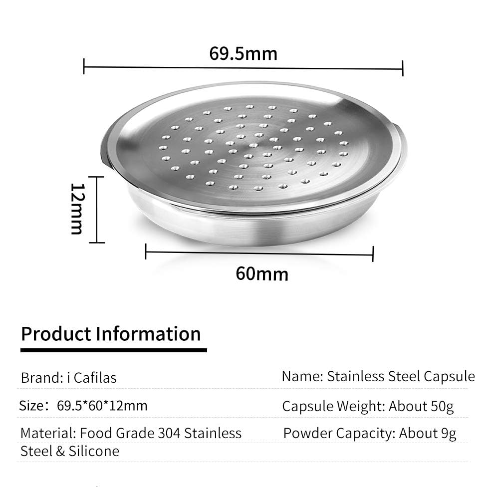 i Cafilas Cápsula de café rellenable de acero inoxidable para rellenar, compatible con Philips Senseo, cápsulas de recambio reutilizables para máquinas Philips Senseo (2 cápsulas de café+tamper)