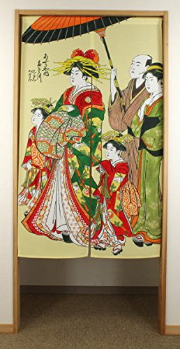 浮世絵のれん　150㎝×85㎝ のれん 暖簾 おしゃれ 和風 ロング 浮世絵のれん 85×150cm 短冊