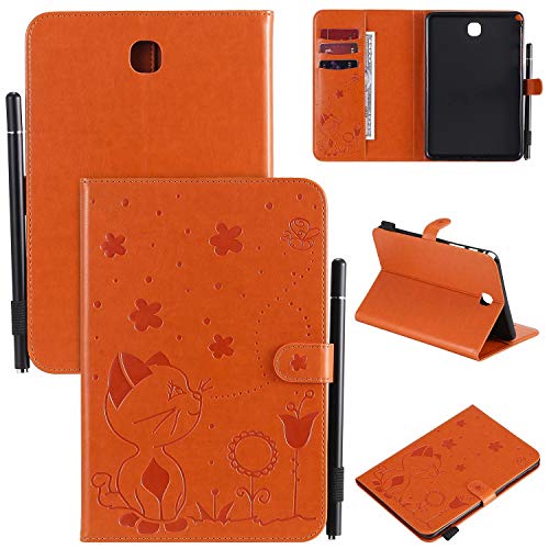 Smart Hülle für Samsung Galaxy Tab A SM-T350 {8"},Pu Leder Katze Biene Schutzhülle Case Cover mit Auto Schlaf/Wach Ständer Stift Halter