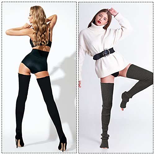 SATINIOR 3 Pairs Thigh High Leg Warmers Knit Long Leg Warmers Warm Sweater for Women Footless Socks3