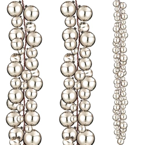 Yuxung 2 Pcs 6 ft Christmas Ball Ornament Garland, Glossy Champagne Gold