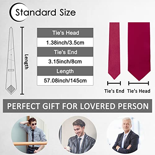 Image of Luckyvestir Mens Tie Solid Satin Neck Ties 3.15'' Formal Necktie for Wedding Business Christmas Father's Valentine's Day Gift