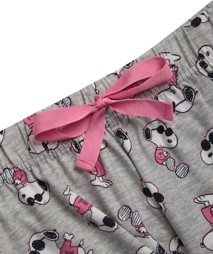 Image of COCO BRANDS Peanuts Snoopy Womens Pajama Set - 2 Piece Short Sleeve Button Down Sleep Shirt and Pajama Shorts