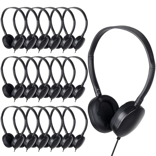 TJZXGUI Headphones Bulk 24 Pack for Classroom School,Wholesale Earphones Class Set for Students Teens, Adult Group Learning, Computer Lab, Library, Online Lesson and Testing (Black)