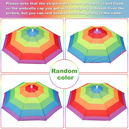 4 Pieces Rainbow Umbrella Hat Adjustable Sun-Rain Umbrella Hat For Adults And Kids (Color Set 2) #TOP3