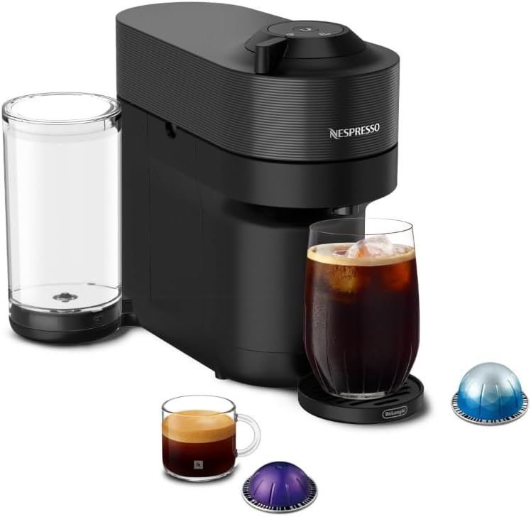 Nespresso Vertuo Pop+ Coffee and Espresso Machine by De'Longhi, Liquorice Black Machine Only Liquorice Black