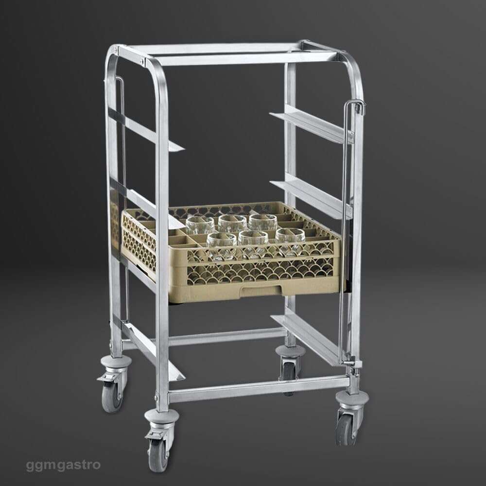 GGM Gastro | GKWH45 | Edelstahl Geschirrkorbwagen - für 4 Körbe Korbmaße: 500x500 & 400x500mm
