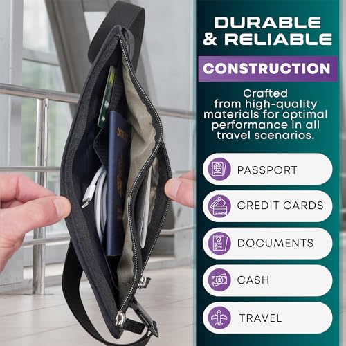 image for VOYTAG Travel Money Belt & Passport Holder - RFID Blocking Slim Travel