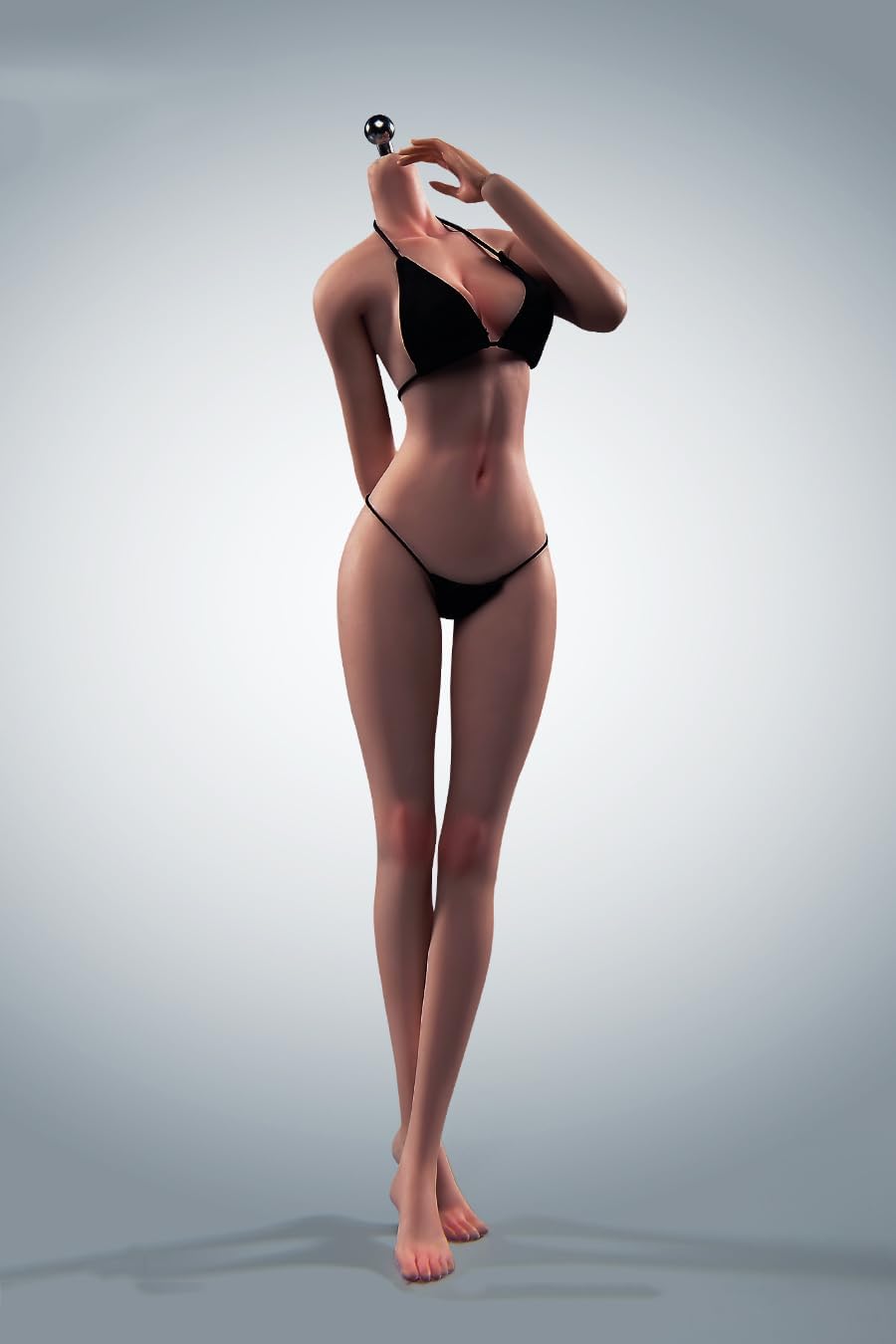 1/6 Scale Female Body,12inch Super Flexible Seamless Female Figure Body Makeup Version with Undetachable Feet Tall and Slender Miniature Action Figure (Copper Suntan Skin)