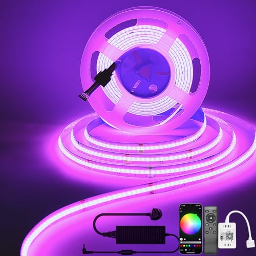 Brillistep RGBW Cob Led Strip Light 5m, 24V 5A RGBW WiFi Led Strip Set with APP Control, 784LEDs/Meter 5m Led Tape Light for Home Decoration, Compatible with Alexa/Google Home