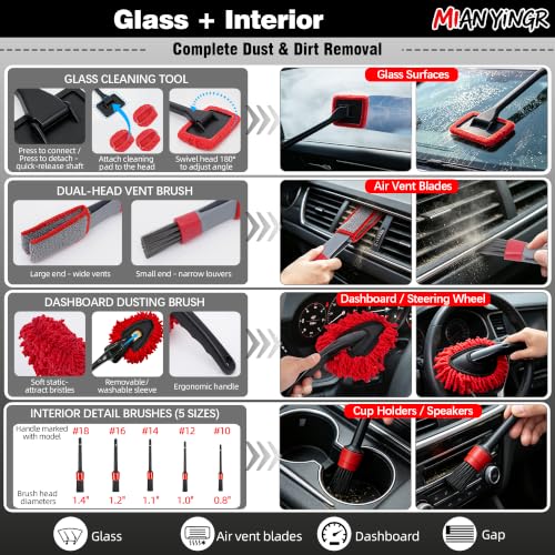 MIANYINGR 32Pcs Red Car Detailing Kit