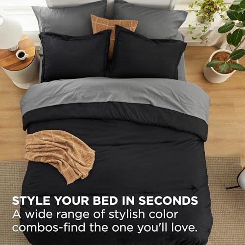 Image of Bedsure Queen Comforter Set - 7 Pieces Black Queen Bedding Set for All Seasons, Boho Contrasting Design Bed in a Bag with Comforter, Sheets, Pillowcases & Shams
