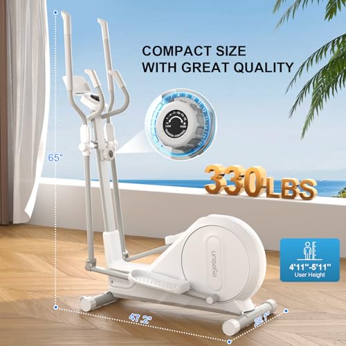 Image of Elliptical Exercise Machine for Home, Hyper-Quiet Magnetic Elliptical Trainer with 16 Resistance Levels, 330 lb Capacity, Full Body Cardio Workout Equipment, White