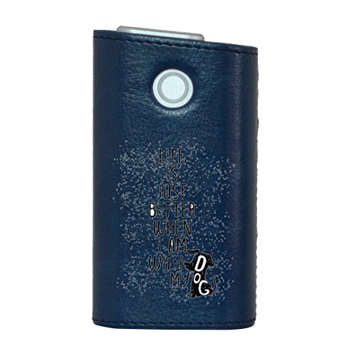 glo グロー グロウ 専用 レザーケース レザーカバー タバコ ケース カバー 合皮 ハードケース カバー 収納 デザイン 革 皮 BLUE ブルー 英字 かっこいい おしゃれ 011858