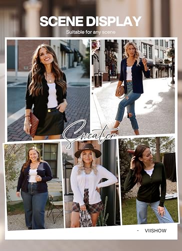 VIISHOW Long Sleeve Cardigan Sweaters for Women Trendy Lightweight Cardigans V Neck Button Up Knit Casual Shrugs4