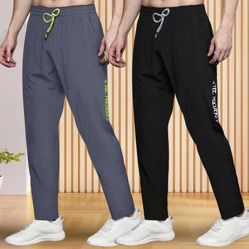Image of Pinkmint Track Pant for Men ll Soild Track Pant ll Stretchable Regular Fit ll Yoga Wear ll Active wear (Pack of 2)