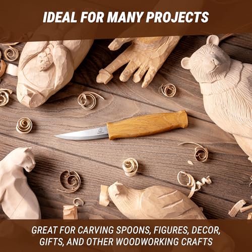 BeaverCraft Wood Carving Knife C4 3.14" - Whittling Sloyd Knife Roughing Chisel, Whittling Tools for Woodworking - Spoon Carving Tools for Beginners and Profi - Image 8