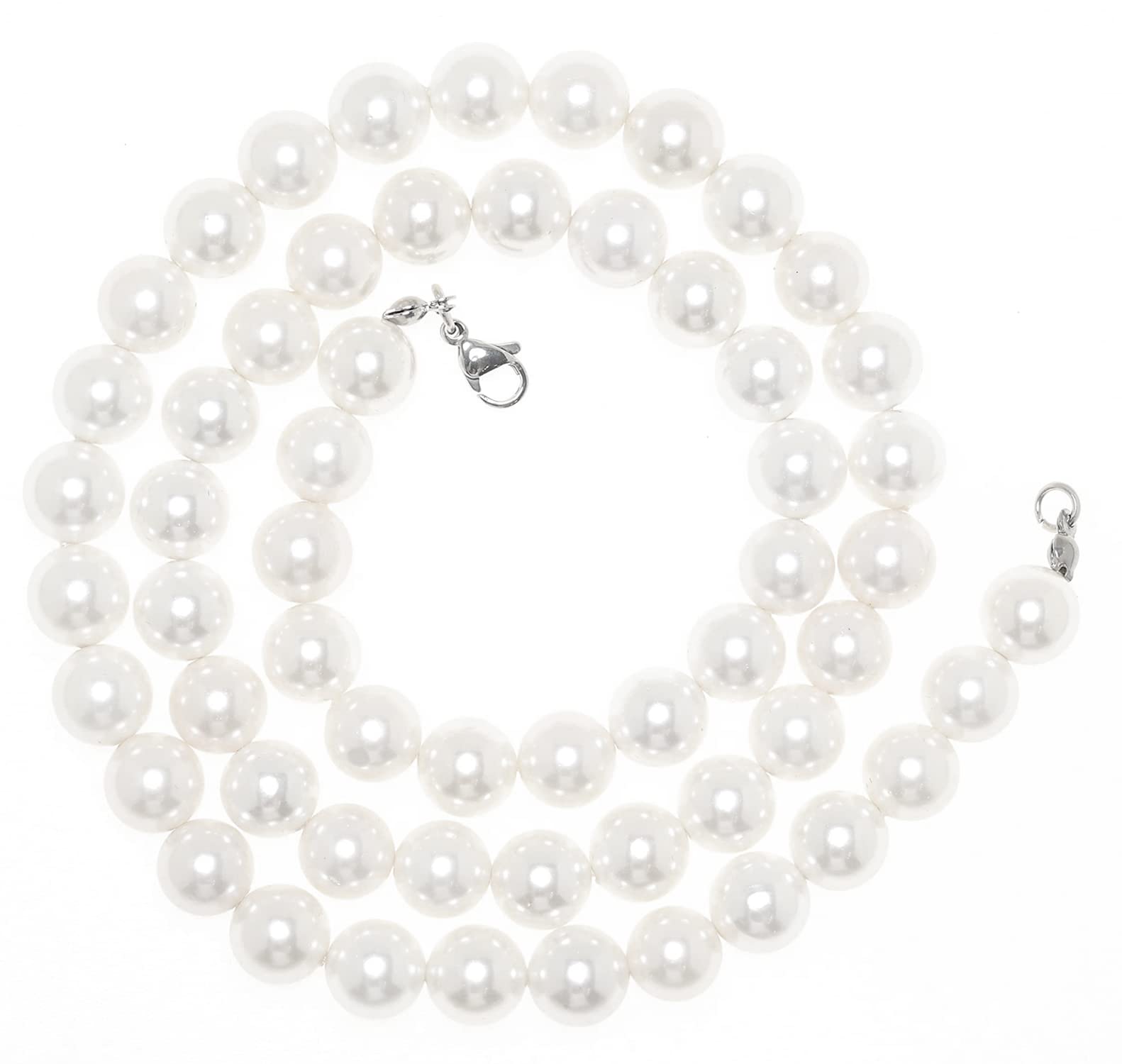 HALUKAKAH Collar Pulsera de Perlas Hombres 6MM 8MM 10MM Mezcla de Tamaños Ancho Verdadero Cuentas de Concha de Agua Dulce Hip Hop Rapero Gargantilla Collar, Regalo para El