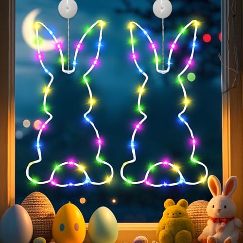 Osterdeko Led Fenster Licht, 2 Stück Lichterkette Ostern LED Fensterbeleuchtung Mit Timer...