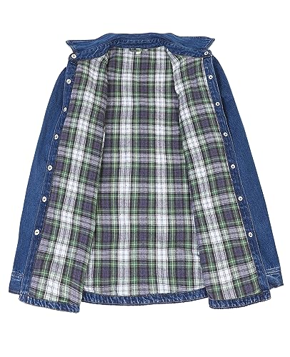 ZENTHACE Women's Flannel Lined Washed Denim Work Play Shirt Jacket,Fall Winter Light-Med Jean Shacket3