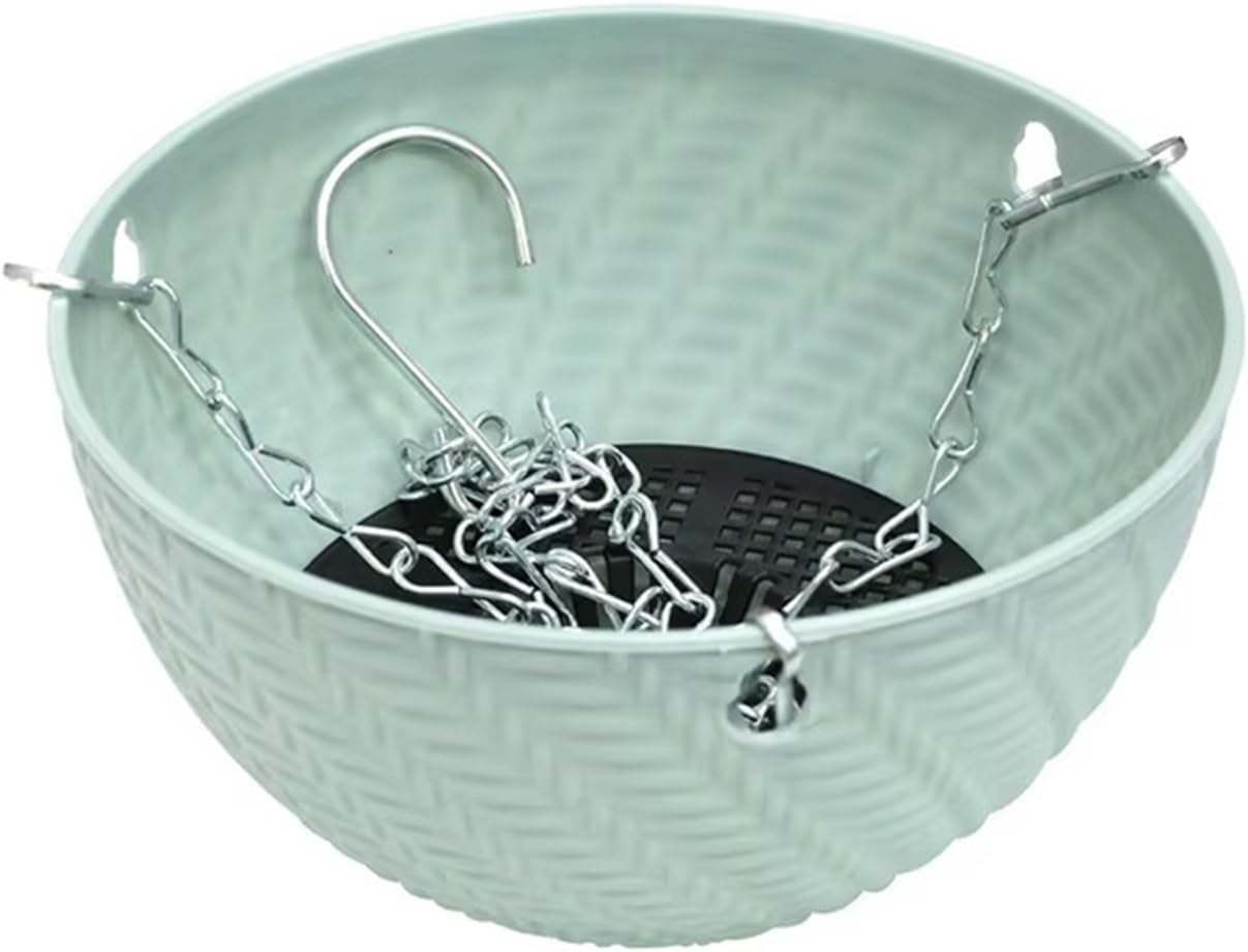 2 Pcs Decorative Woven Hanging Planter with Metal Hook and Drainage Tray Chain-Hung Indoor Plant Basket for Planters(Blue)