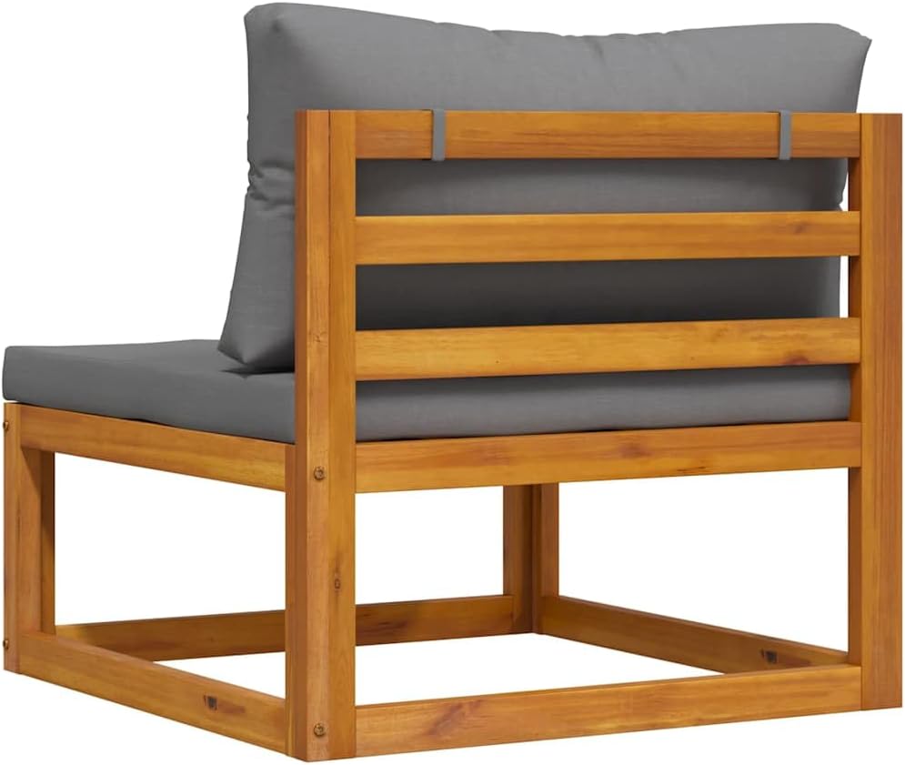 Dark Grey Solid Acacia Wood Middle Sofa, Oiled Finish, 27.6x28.0x23.6 inch, Durable Outdoor Furniture for Patio, Balcony, Garden Seating