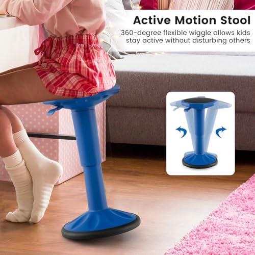 Image of GLACER Wobble Stool, Height Adjustable 16.5-24 inch Flexible Seating (Navy) | Wobble Chair with 360 Rocking, Non-Slip Base, Convenient Handle, No Assembly, Active Seating for Classroom, Home, Office