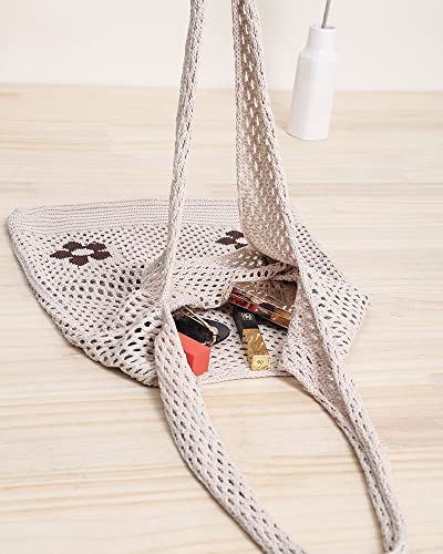 Image of ENBEI Beach Bag Crochet Tote bag for Women,Aesthetic Boho Large Bag,Foldable&Lightweight,Shopping,Beach,Travel,Daily Use