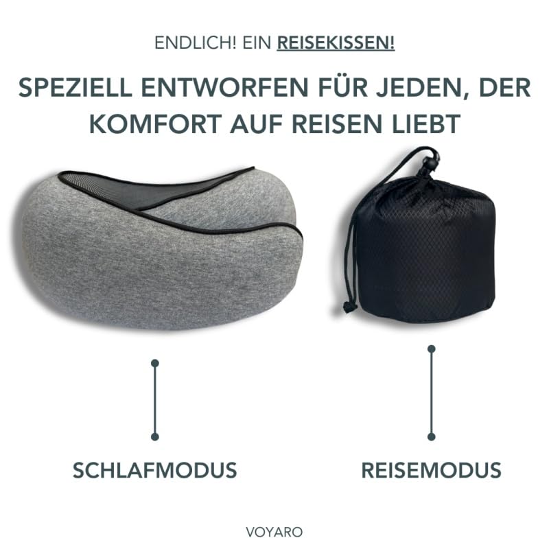 voyaro SnoozeLoop nackenkissen - Ergonomisches & Komprimierbares Reisekissen mit 360° Nackenstütze für Reisen, Auto und Zuhause