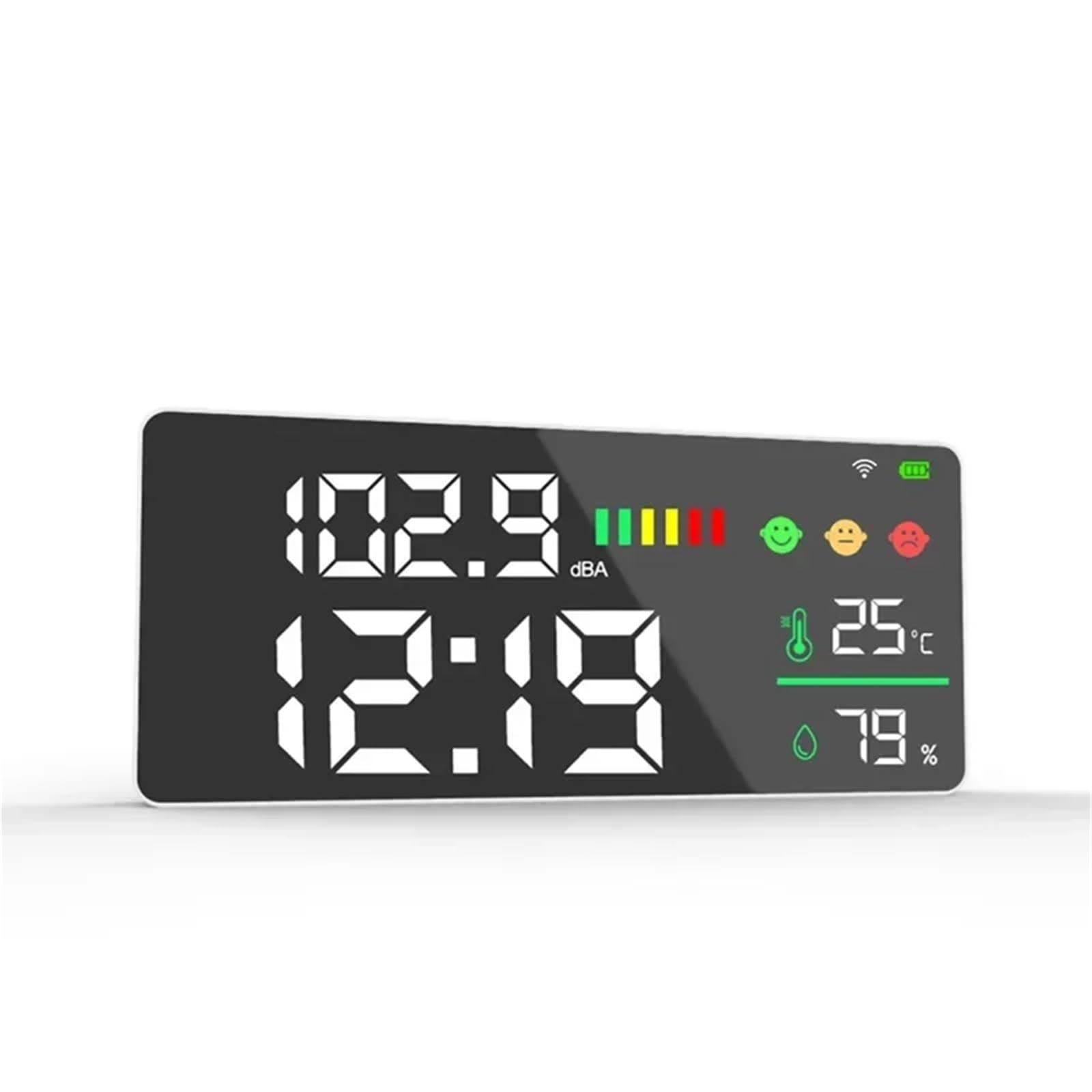 Detector de ruido, Monitor de decibelios WIFI con conexión WIFI Tuya, sensor de temperatura, humedad y tiempo, medidor de ruido con pantalla LED,Analizador de sonido profesional