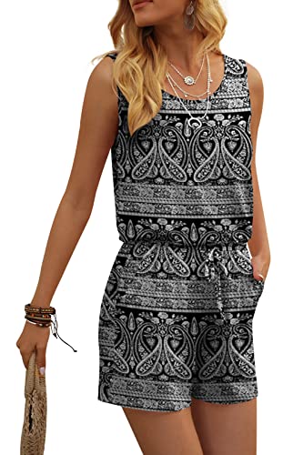 Image of DouBCQ Womens Summer Casual Sleeveless Loose Jumpsuits Romper with Pockets