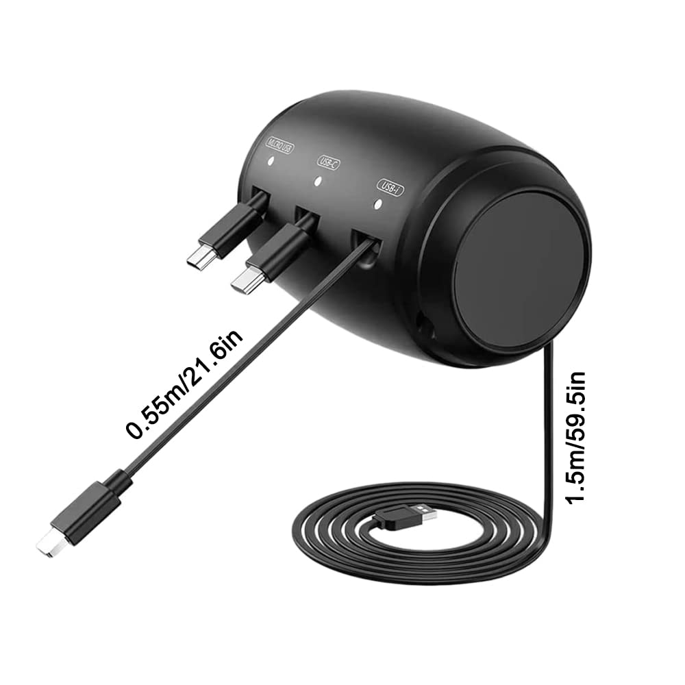 Caja de estación de carga retráctil 3 en 1 para asiento trasero de coche, soporte para reposacabezas de coche, caja de estación de carga de coche 3 en 1, cable de carga rápida fácil de usar,