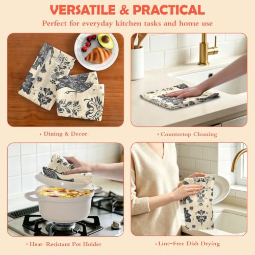 Toallas de cocina de microfibra de gofre absorbentes para decoración navideña 7