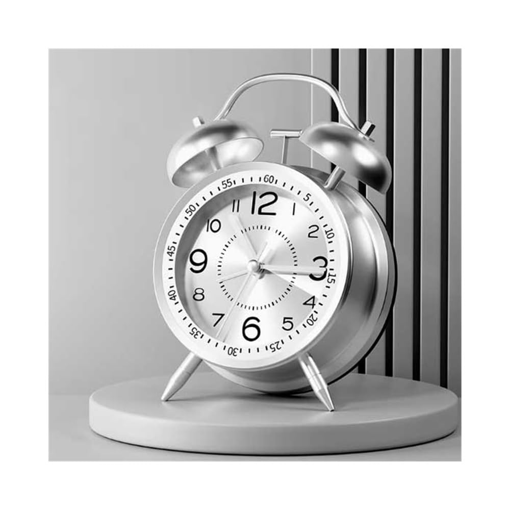 YHxFlux Table clocks Multifunctional Alarm Clock for Living Room Kitchen Bedroom Office School Dormitory Bedside Analog Battery Operated for bedrooms(White)